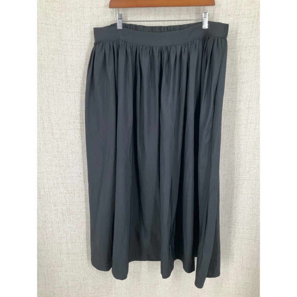 A New Day Midi Skirt Women XXL Black Elastic Waist Whimsical Flowy Capsule